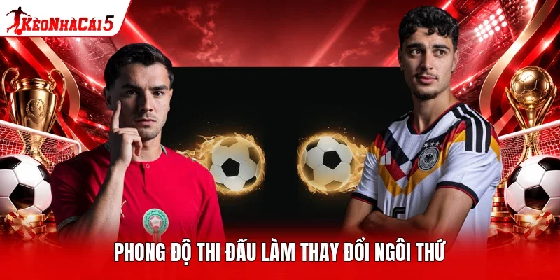 Phong độ thi đấu làm thay đổi ngôi thứ